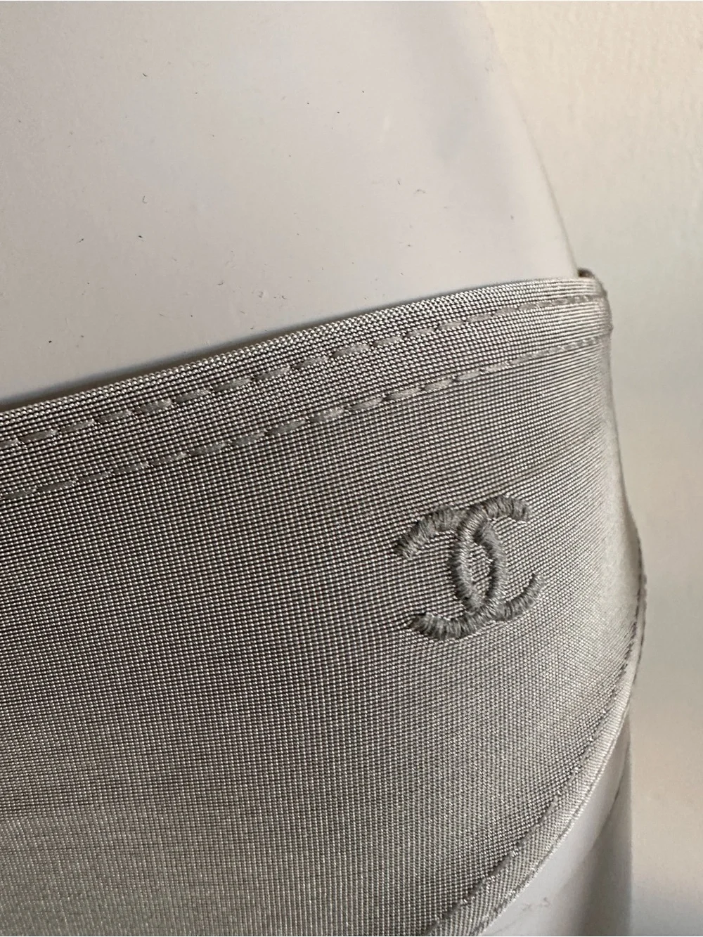 AUTHENTIC CHANEL Silver/Gray Tie-Front Halter Bikini